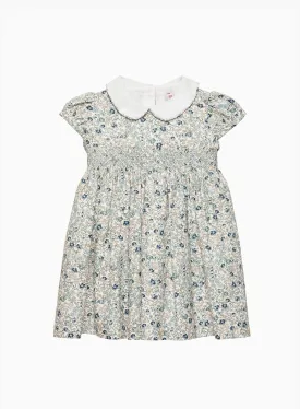 Baby Arabella Smocked Dress in Blue Floral