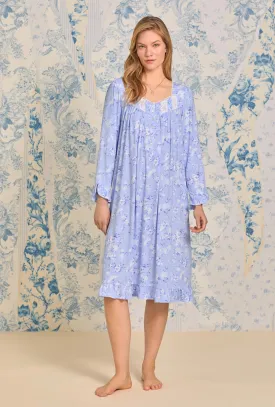 Tencel™ Blue Heaven Floral Waltz Long Sleeve Knit Nightgown