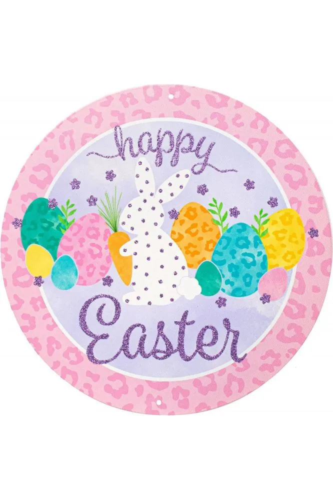 12" Metal Sign: Leopard Happy Easter