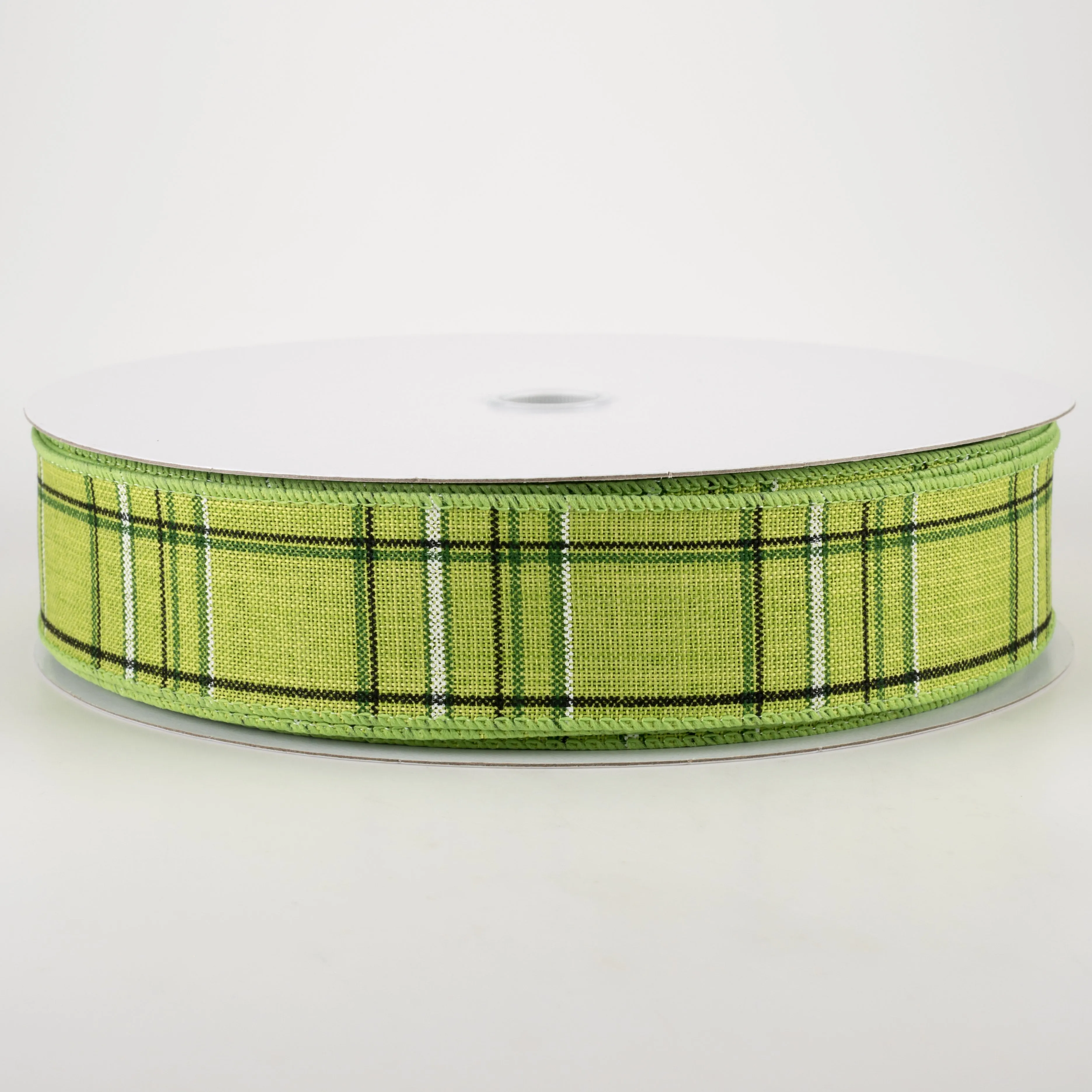 1.5" Cornelia Plaid Ribbon: Green, White & Black (50 Yards)