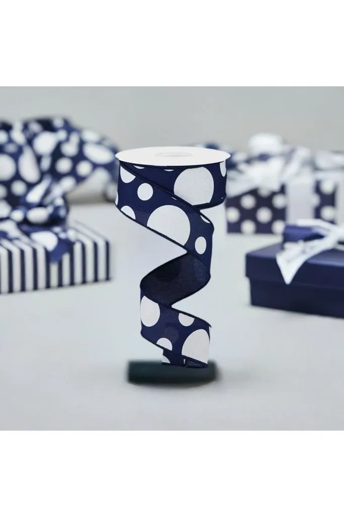 1.5" Giant Three Size Polka Dot Ribbon: Navy Blue (10 Yards)