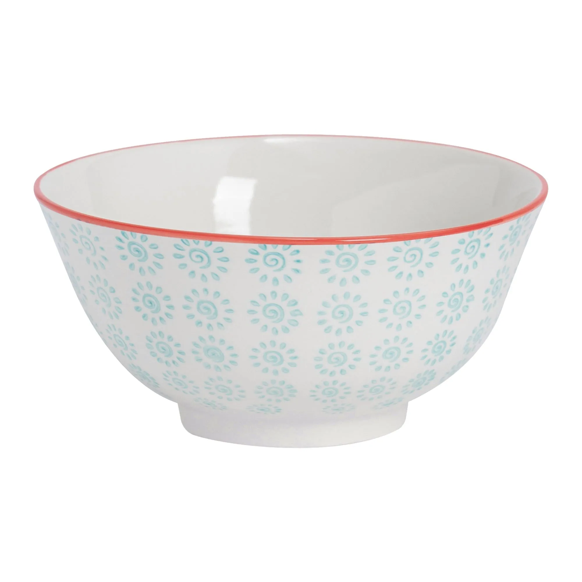 16cm Hand Printed Stoneware Cereal Bowls - Pack of Six - By Nicola Spring