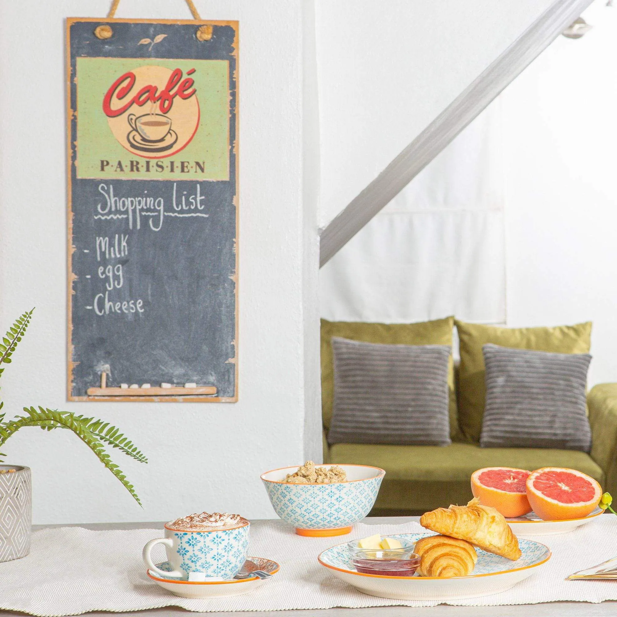 16cm Hand Printed Stoneware Cereal Bowls - Pack of Six - By Nicola Spring