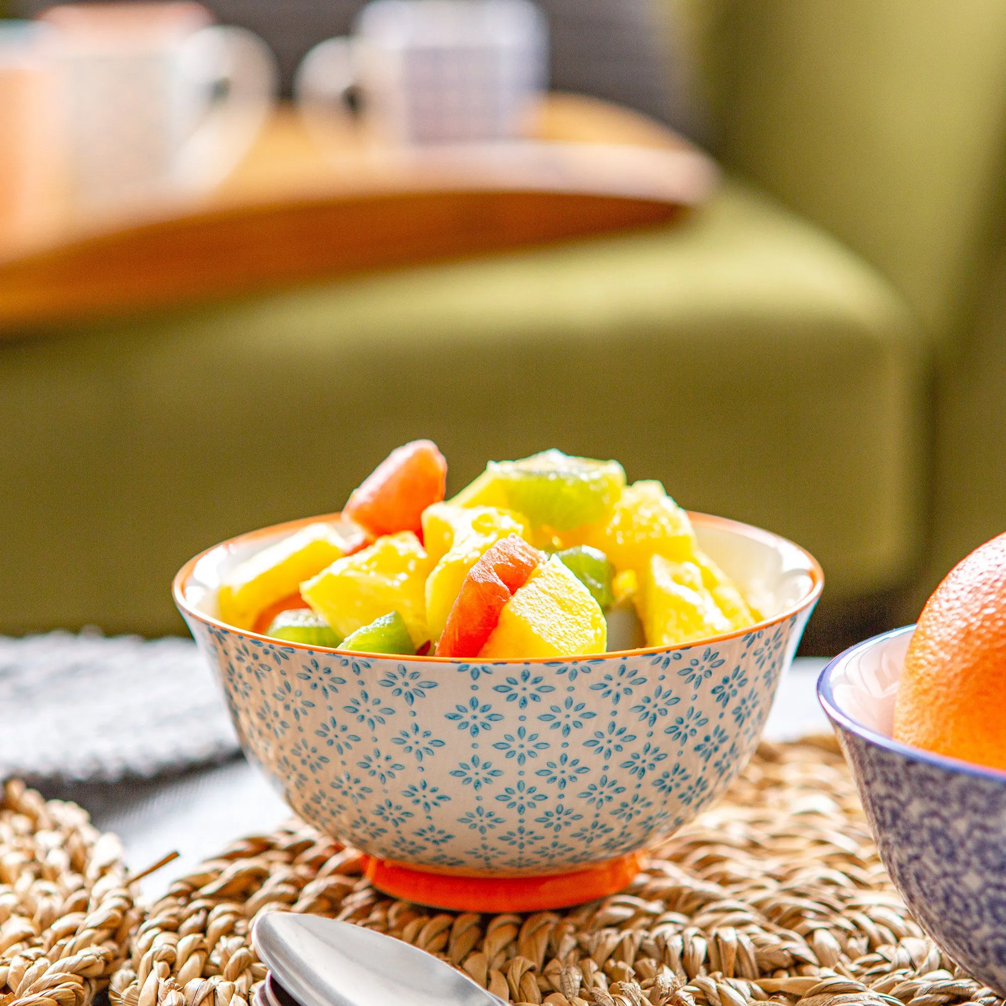 16cm Hand Printed Stoneware Cereal Bowls - Pack of Six - By Nicola Spring