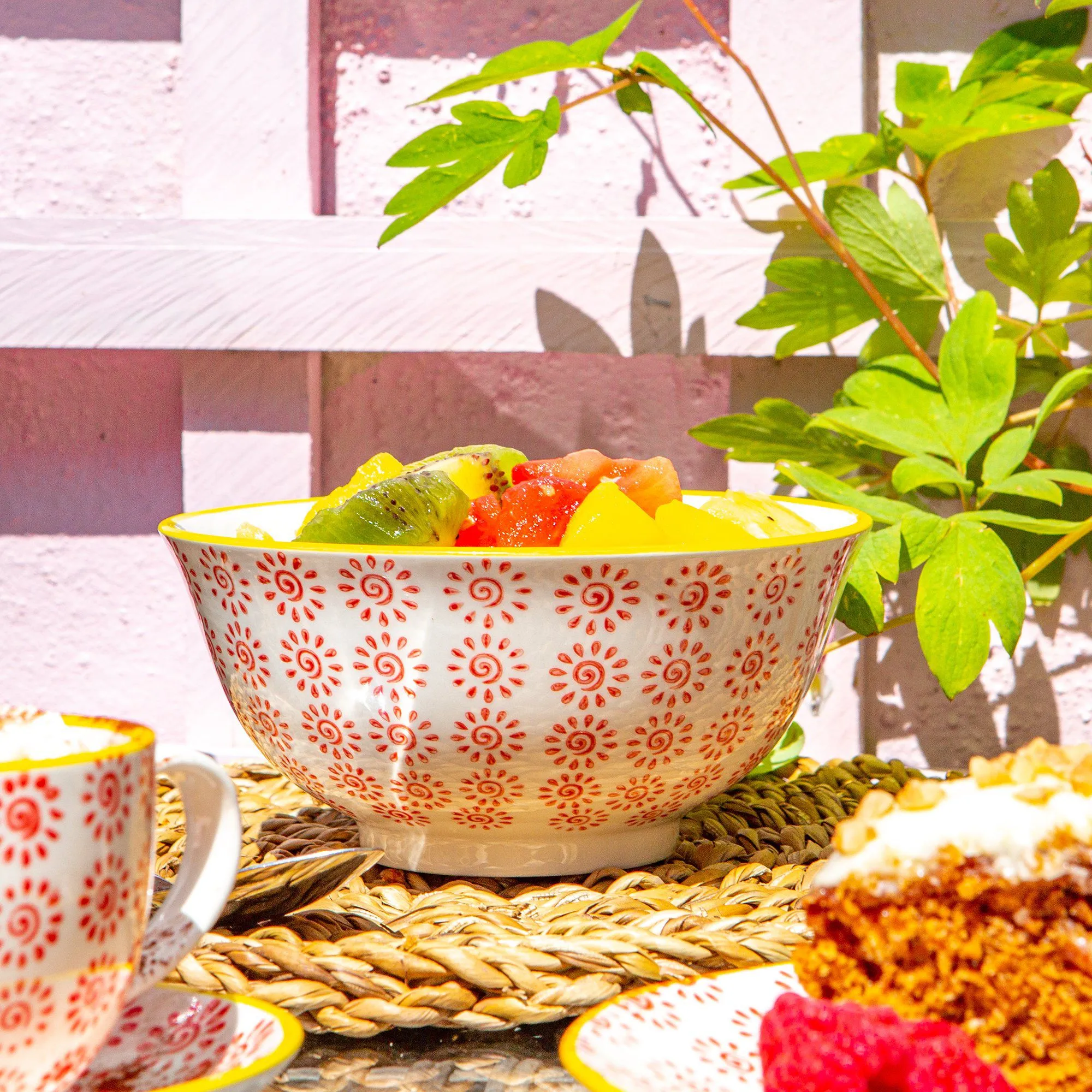 16cm Hand Printed Stoneware Cereal Bowls - Pack of Six - By Nicola Spring