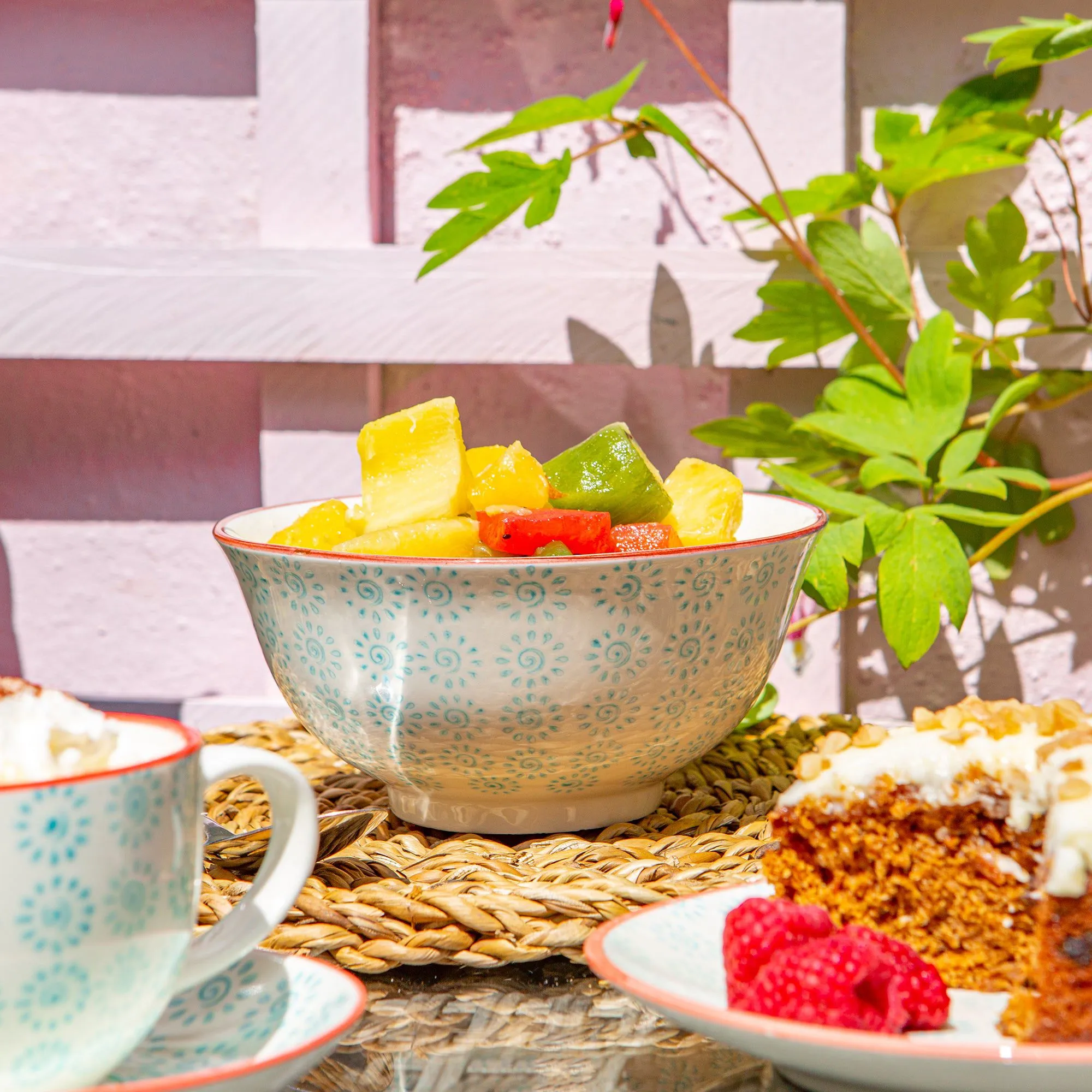 16cm Hand Printed Stoneware Cereal Bowls - Pack of Six - By Nicola Spring