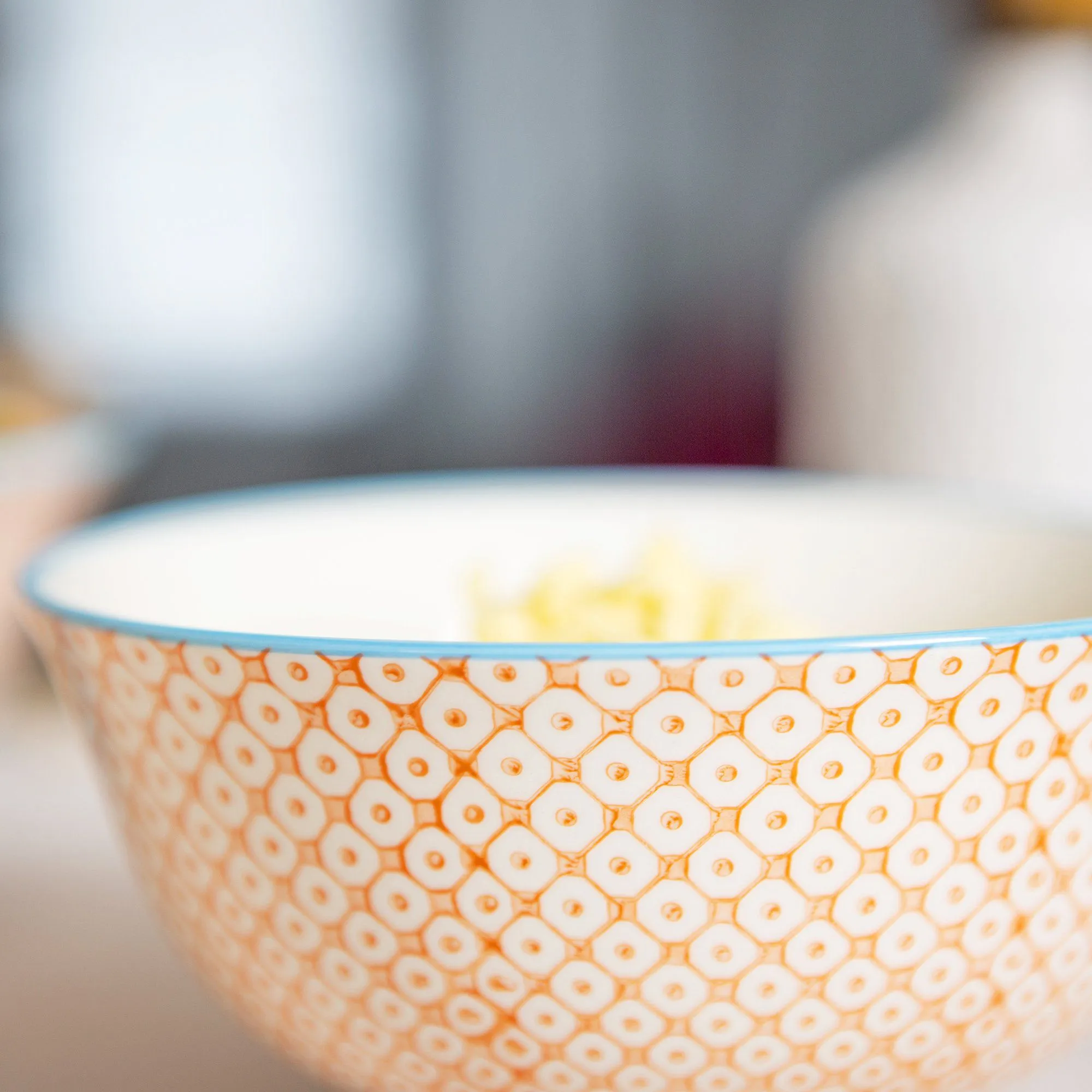 16cm Hand Printed Stoneware Cereal Bowls - Pack of Six - By Nicola Spring