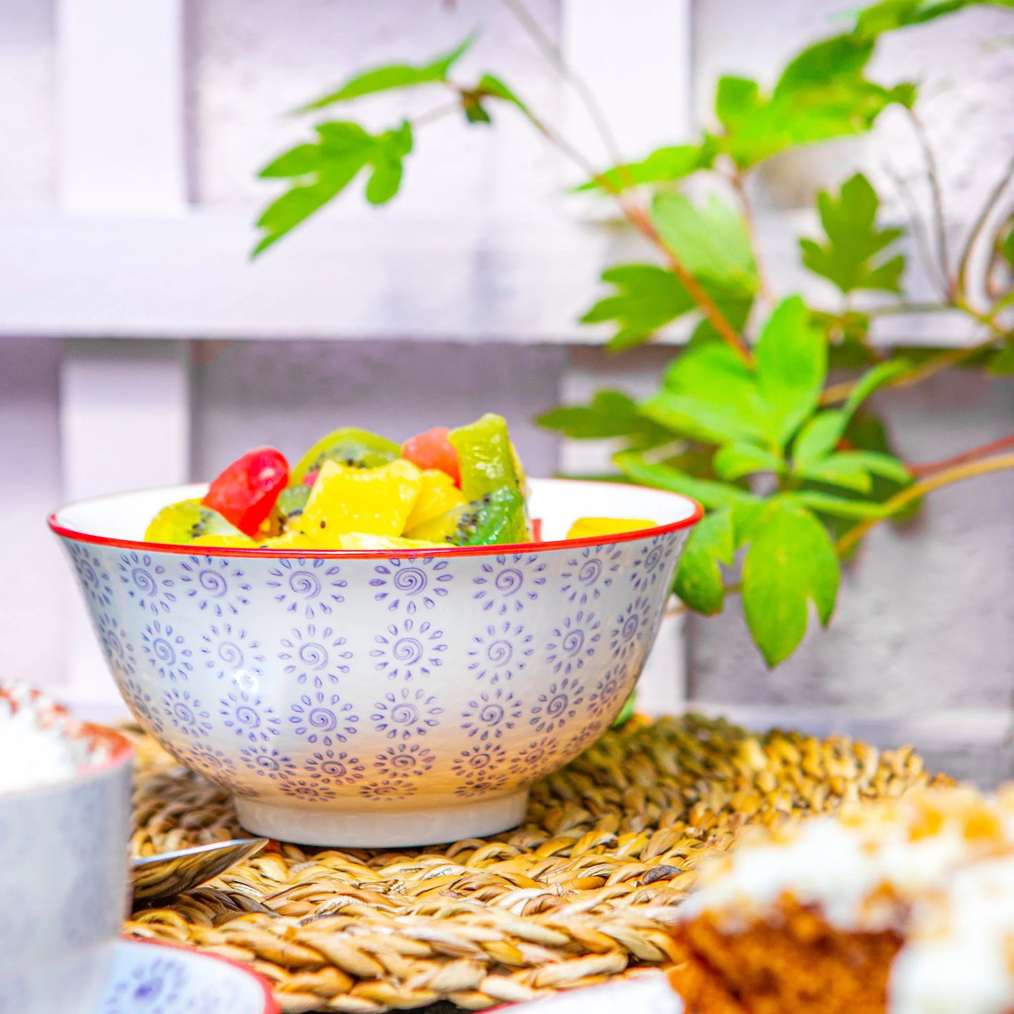 16cm Hand Printed Stoneware Cereal Bowls - Pack of Six - By Nicola Spring