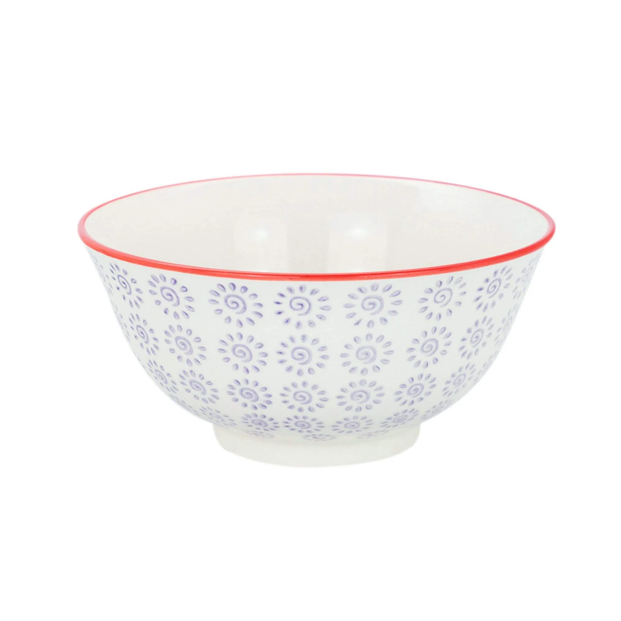 16cm Hand Printed Stoneware Cereal Bowls - Pack of Six - By Nicola Spring