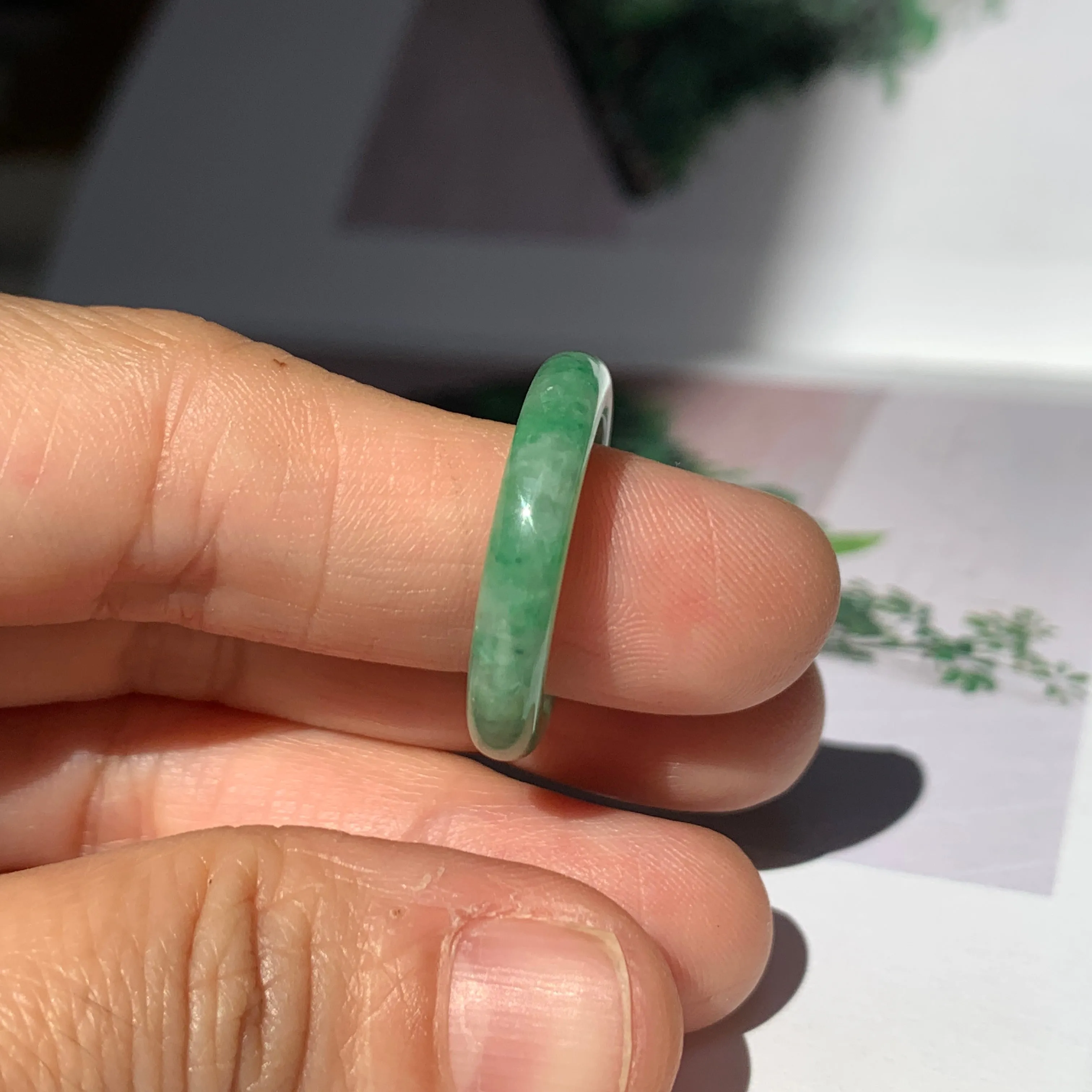 17.1mm A-Grade Natural Floral Imperial Jadeite Ring Band No. 162178