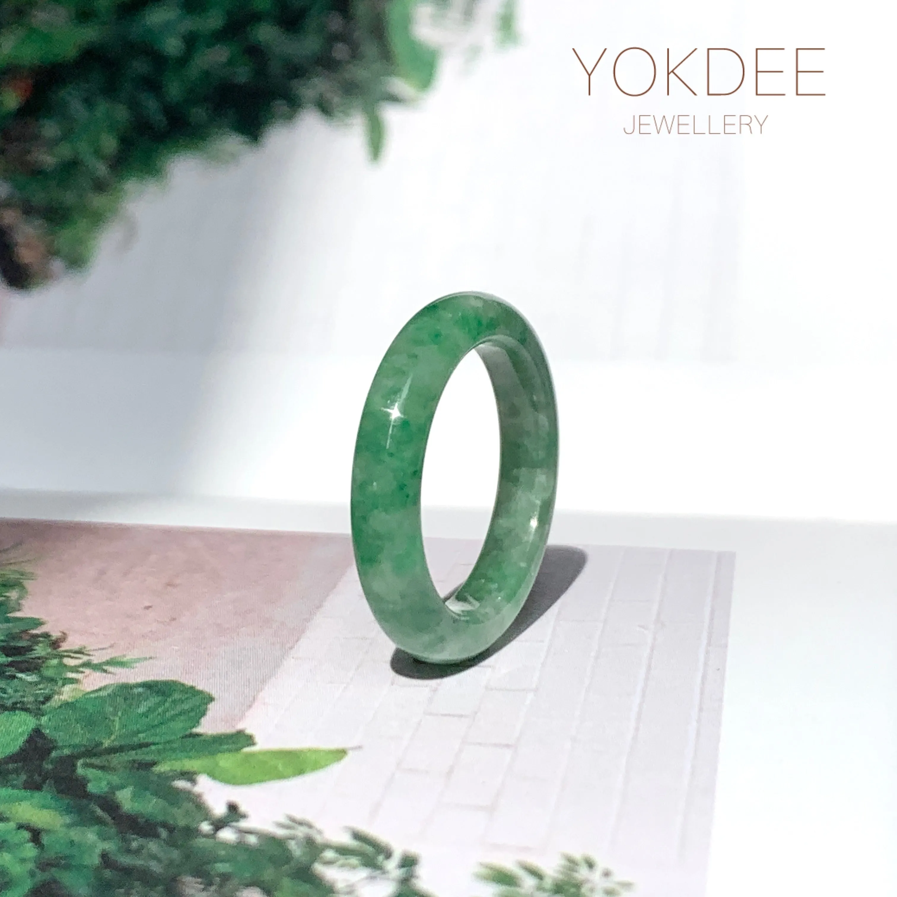 17.1mm A-Grade Natural Floral Imperial Jadeite Ring Band No. 162178