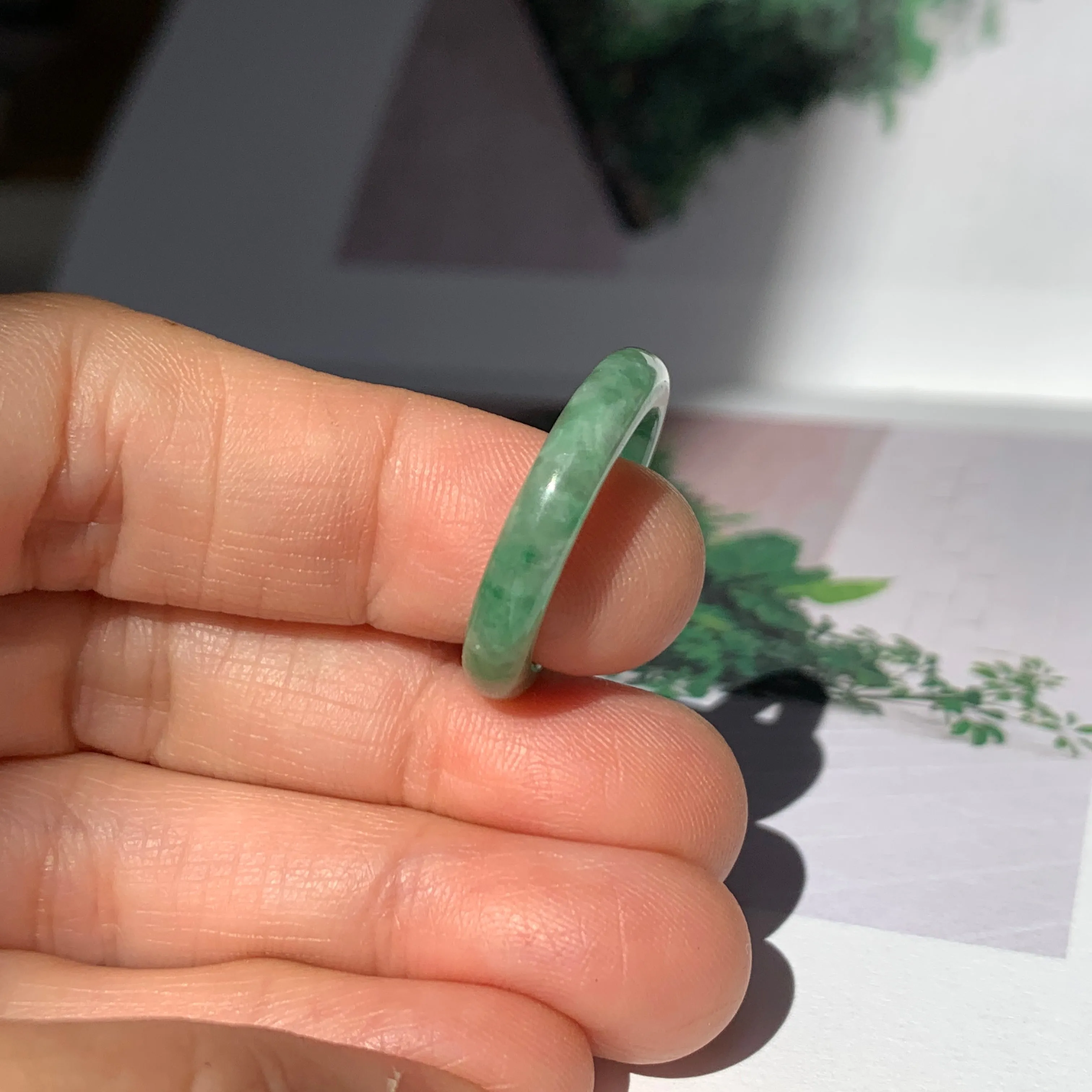 17.1mm A-Grade Natural Floral Imperial Jadeite Ring Band No. 162178