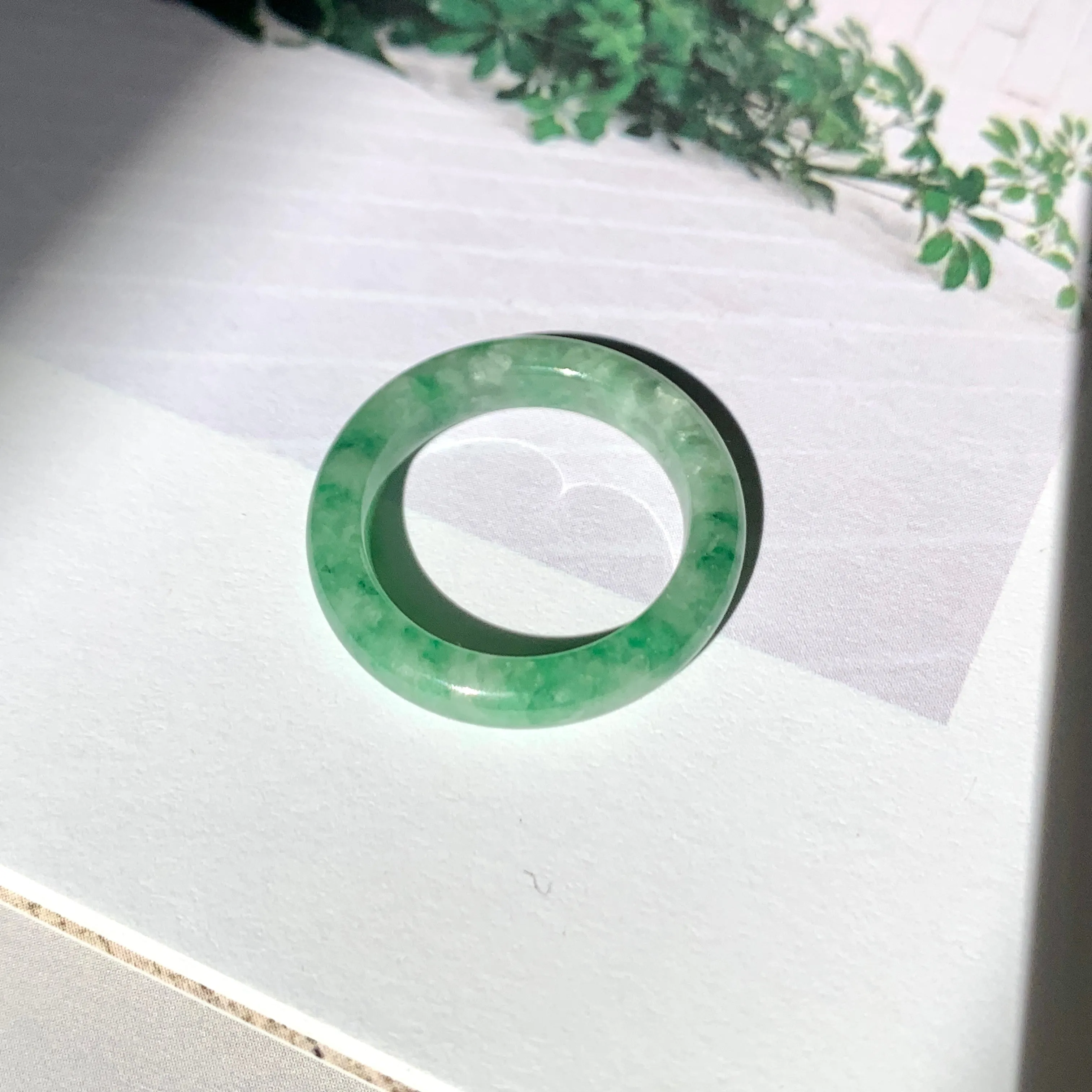 17.1mm A-Grade Natural Floral Imperial Jadeite Ring Band No. 162178