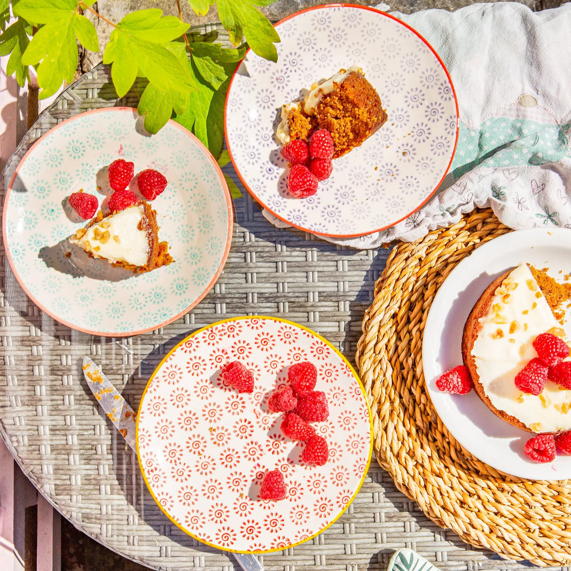 18cm Hand Printed Stoneware Side Plates - Pack of Six - By Nicola Spring