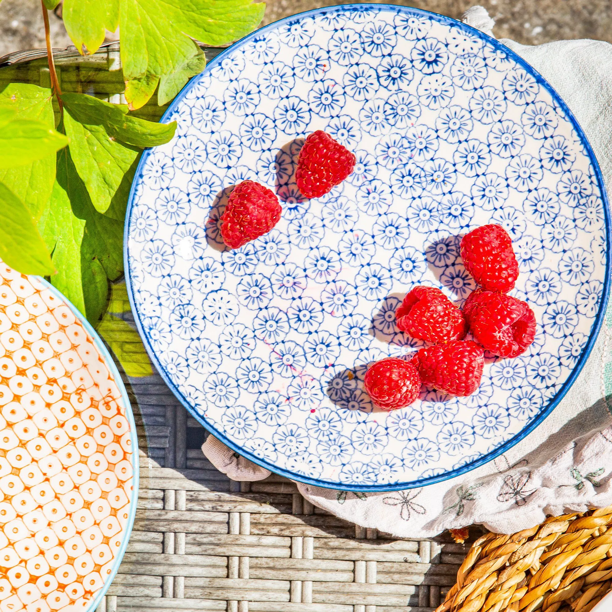 18cm Hand Printed Stoneware Side Plates - Pack of Six - By Nicola Spring