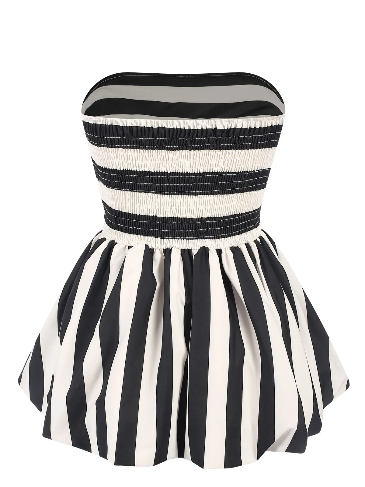 1930s Contrast Stripe Bandeau Pleated Puff Top