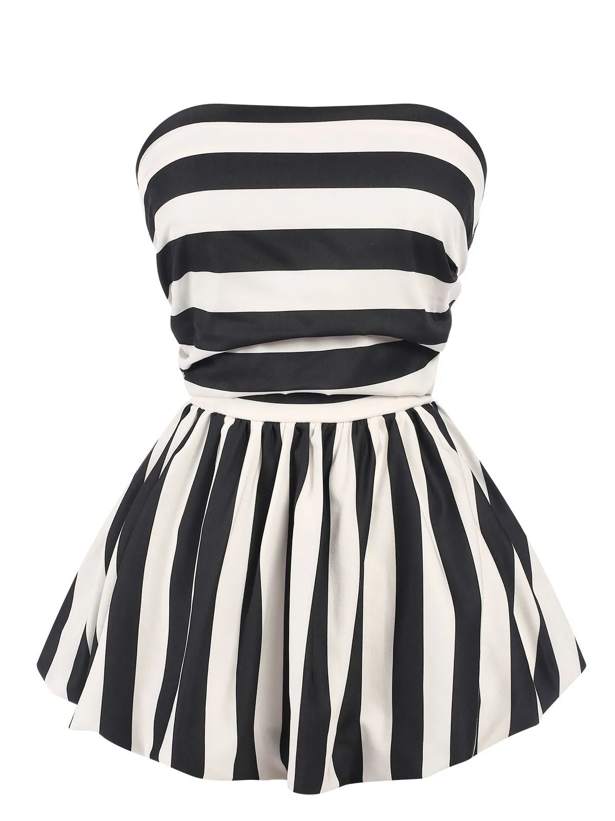 1930s Contrast Stripe Bandeau Pleated Puff Top