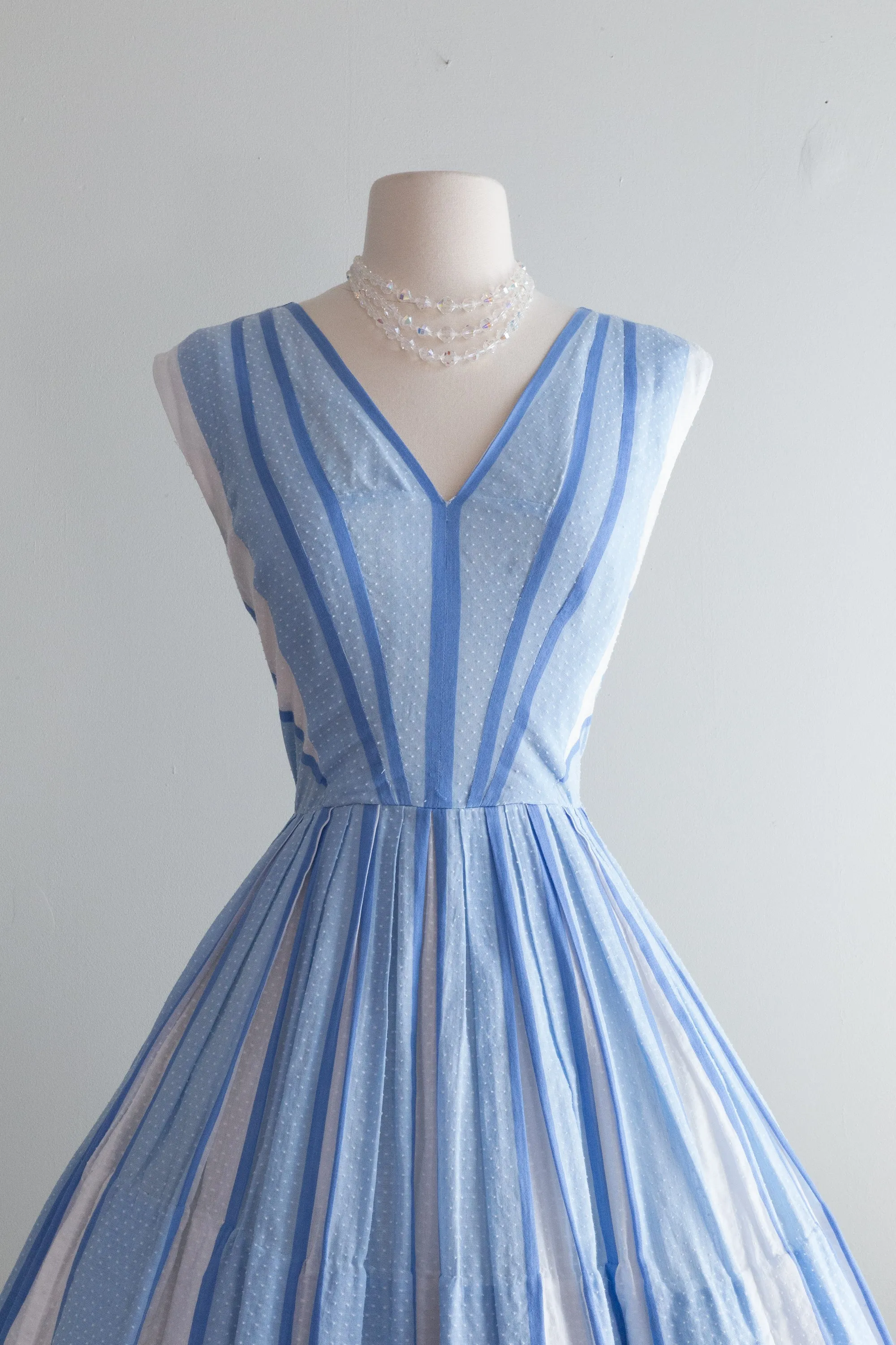 1950's Chevron Stripe Cotton Sundress / Sz S