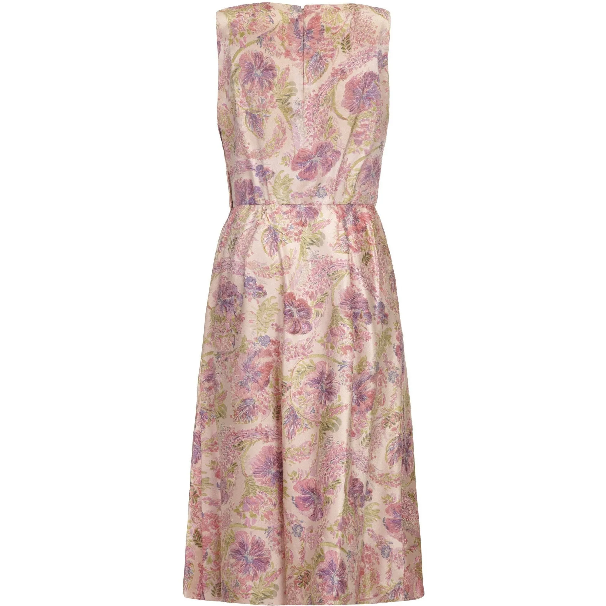 1950s Mainbocher Pale Pink Floral Silk Couture Dress