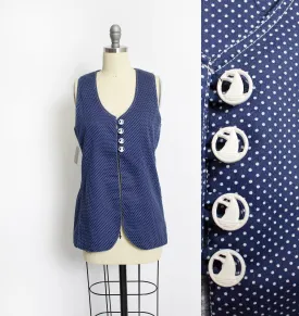 1960s Top Cover Up Polka Dot Cotton Tunic NOS 70s Small