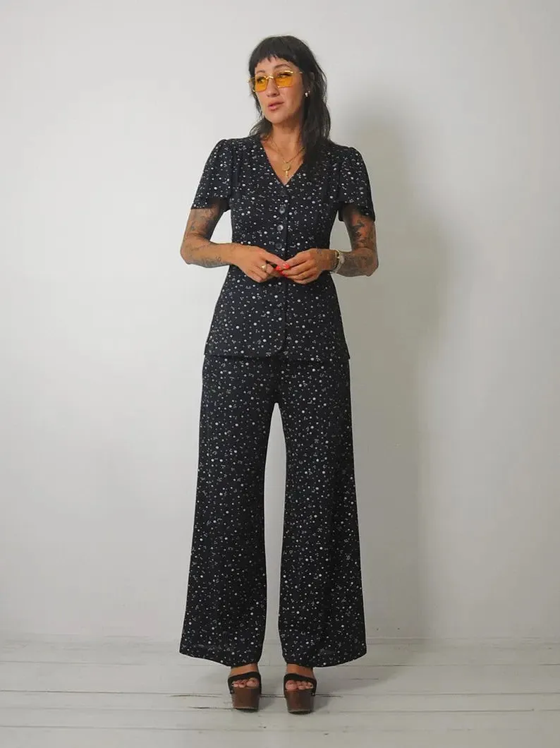 1970's Navy Constellation Pant Set