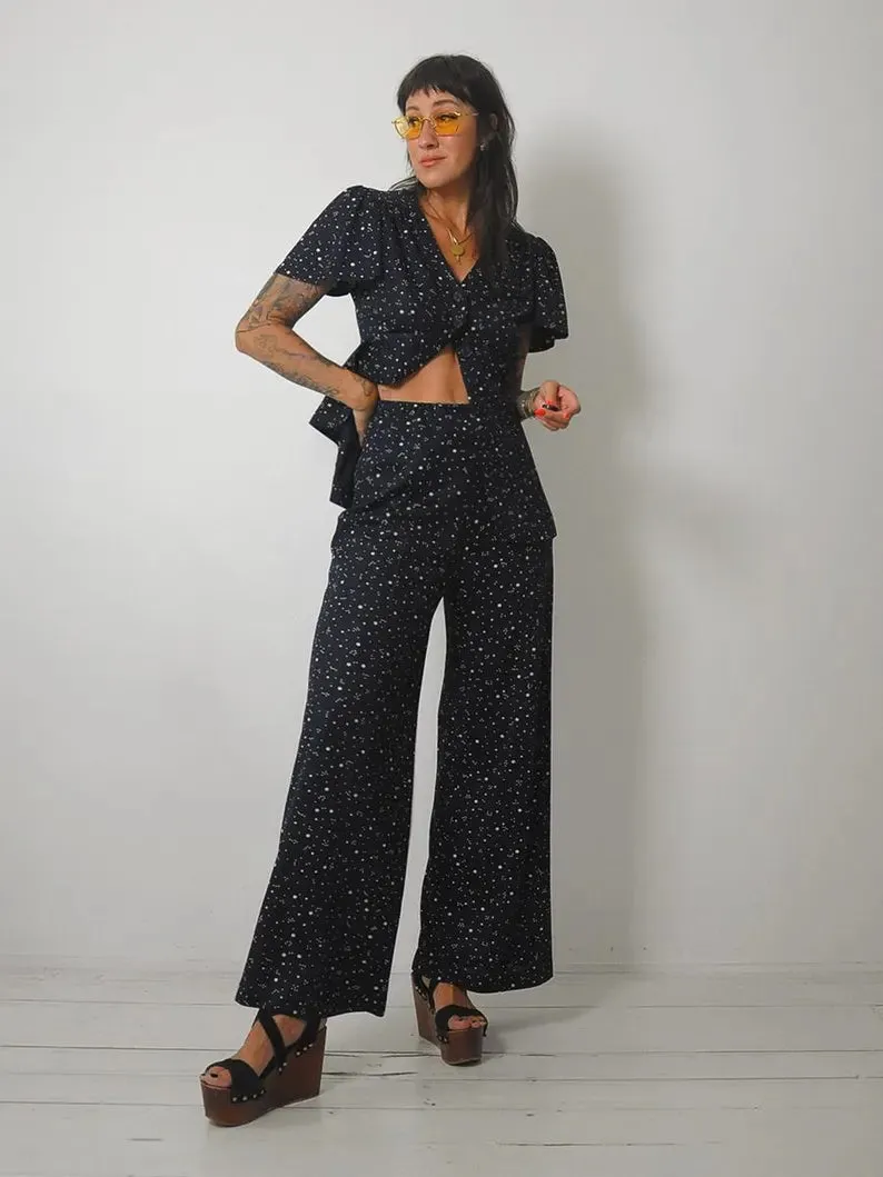 1970's Navy Constellation Pant Set