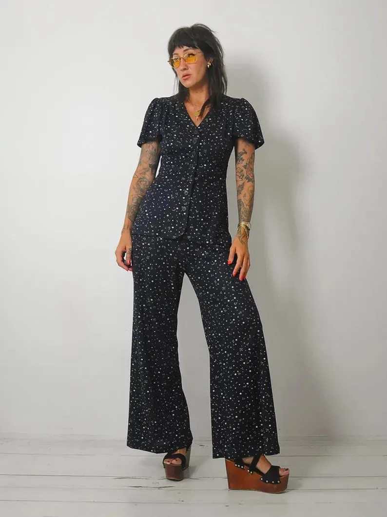 1970's Navy Constellation Pant Set