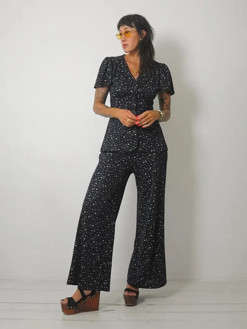 1970's Navy Constellation Pant Set