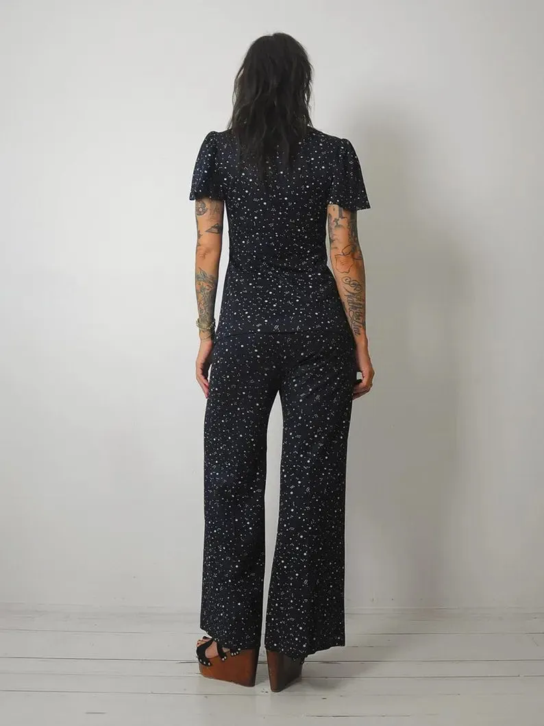 1970's Navy Constellation Pant Set