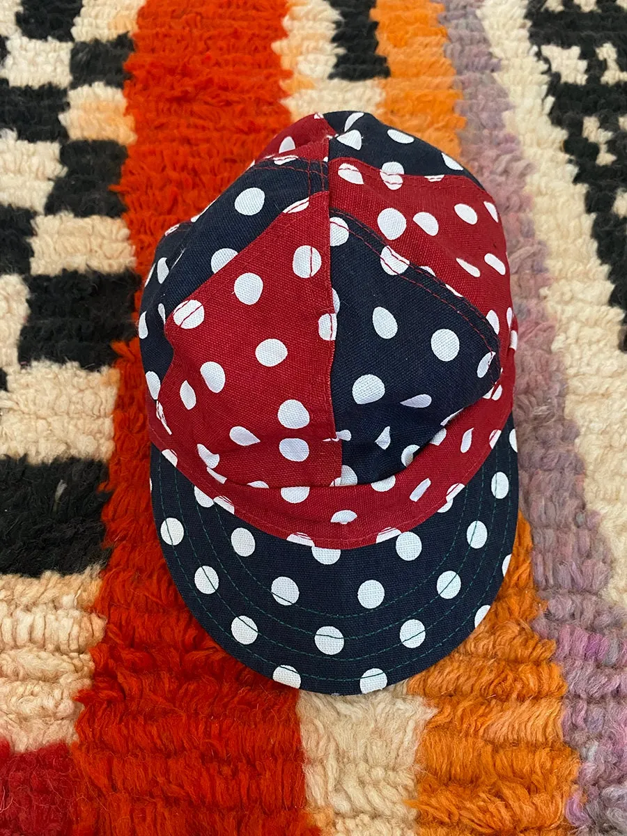 1970's Red & Navy Polka Dot Hat