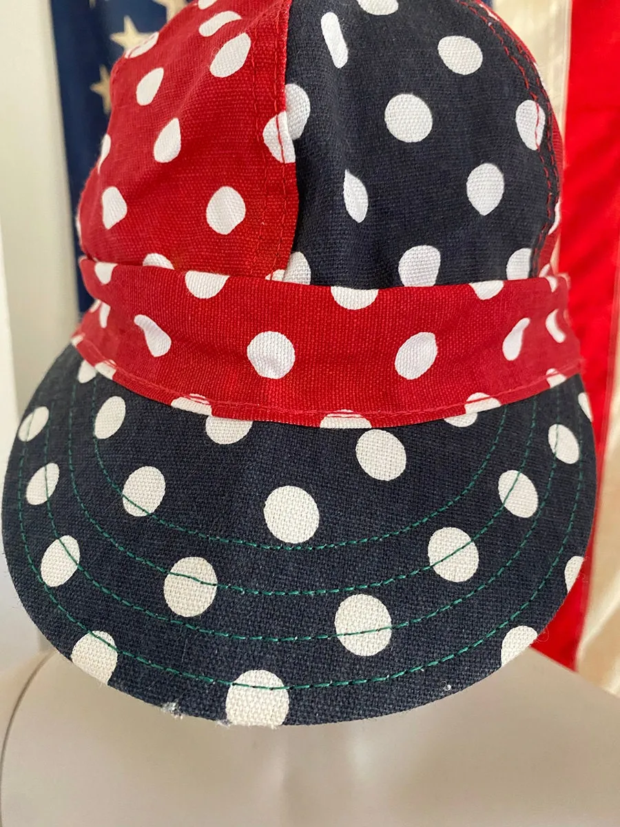 1970's Red & Navy Polka Dot Hat