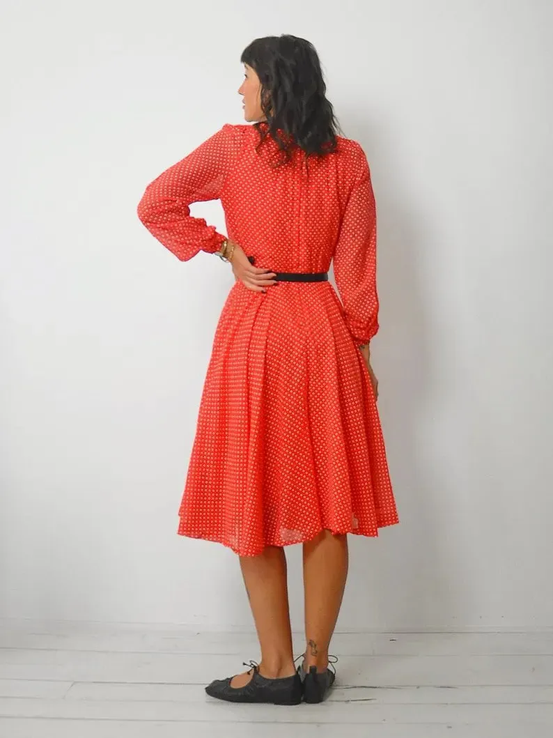 1970's Red Polka Dot Shirt Dress