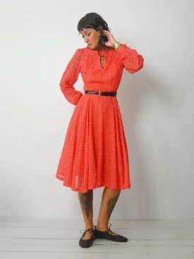 1970's Red Polka Dot Shirt Dress