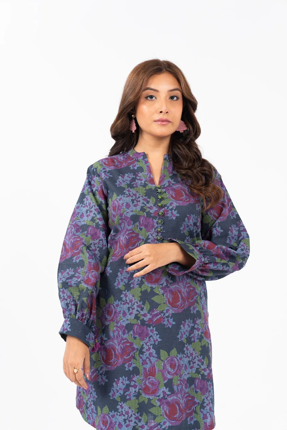 2 Pc Printed Khaddar Shirt With Khaddar Trouser