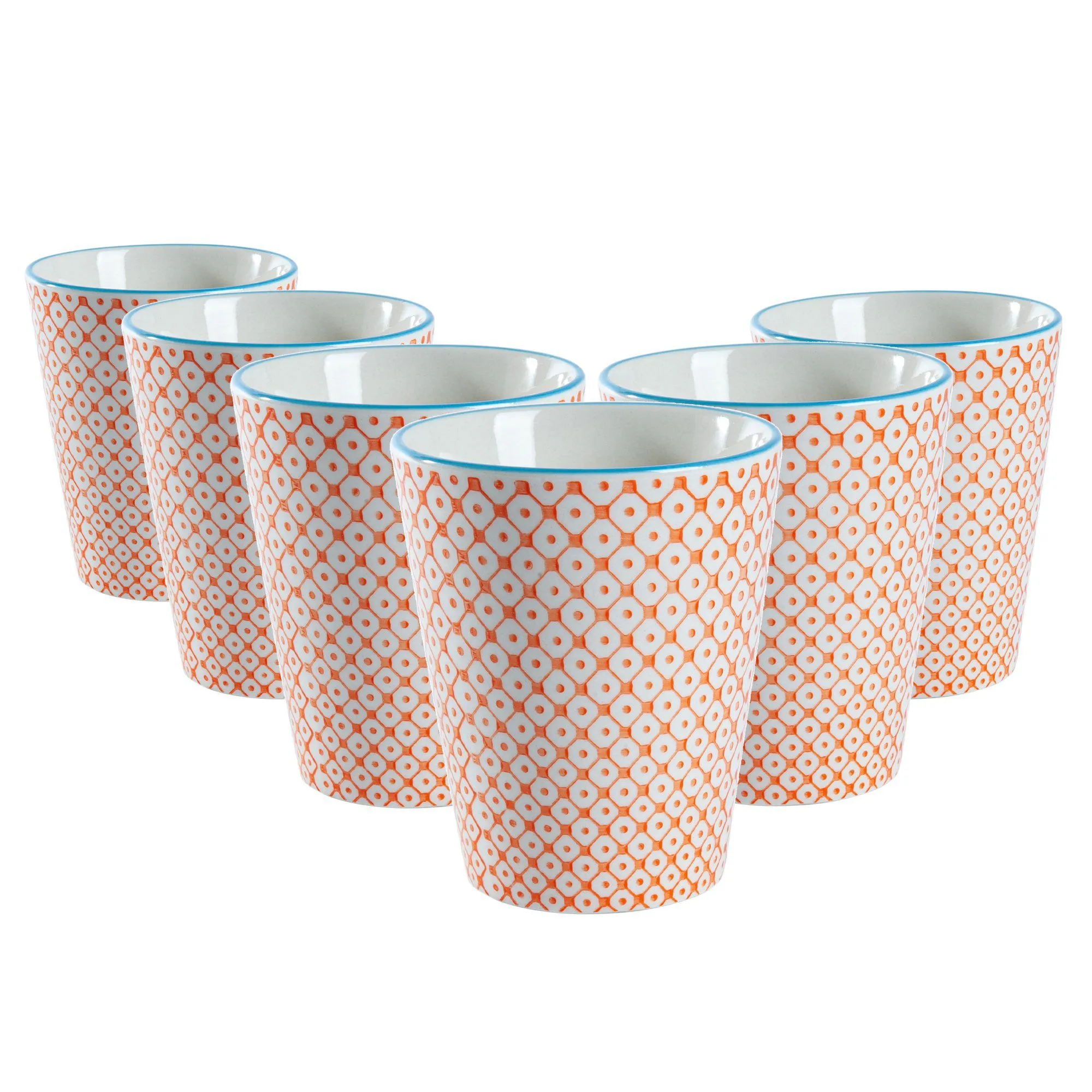 300ml Hand Printed Stoneware Tumblers - Pack of Six - By Nicola Spring