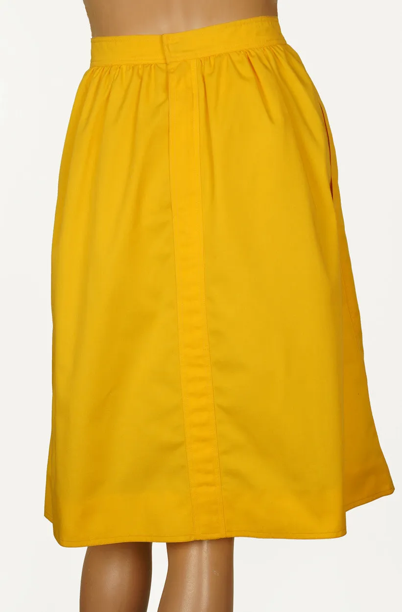 70s Vintage Top & Skirt Set by Andre Courreges in Bright Yellow Cotton Blend