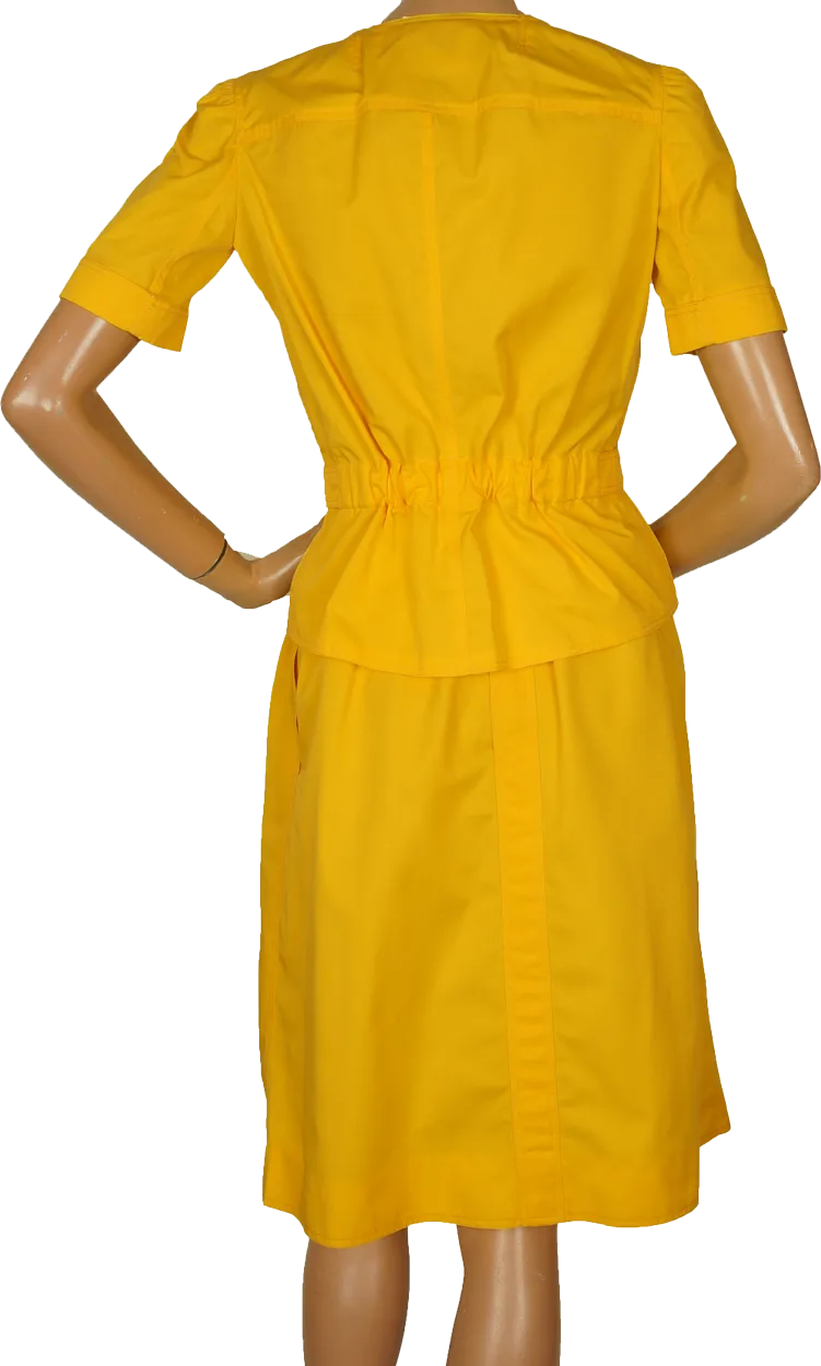 70s Vintage Top & Skirt Set by Andre Courreges in Bright Yellow Cotton Blend