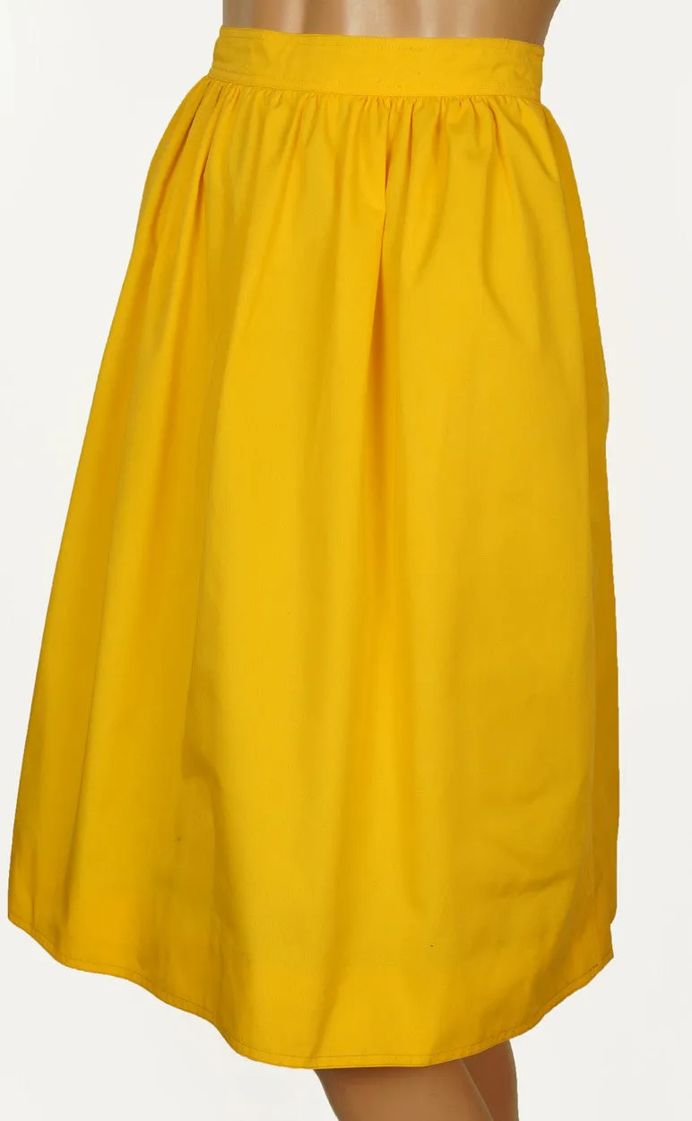 70s Vintage Top & Skirt Set by Andre Courreges in Bright Yellow Cotton Blend