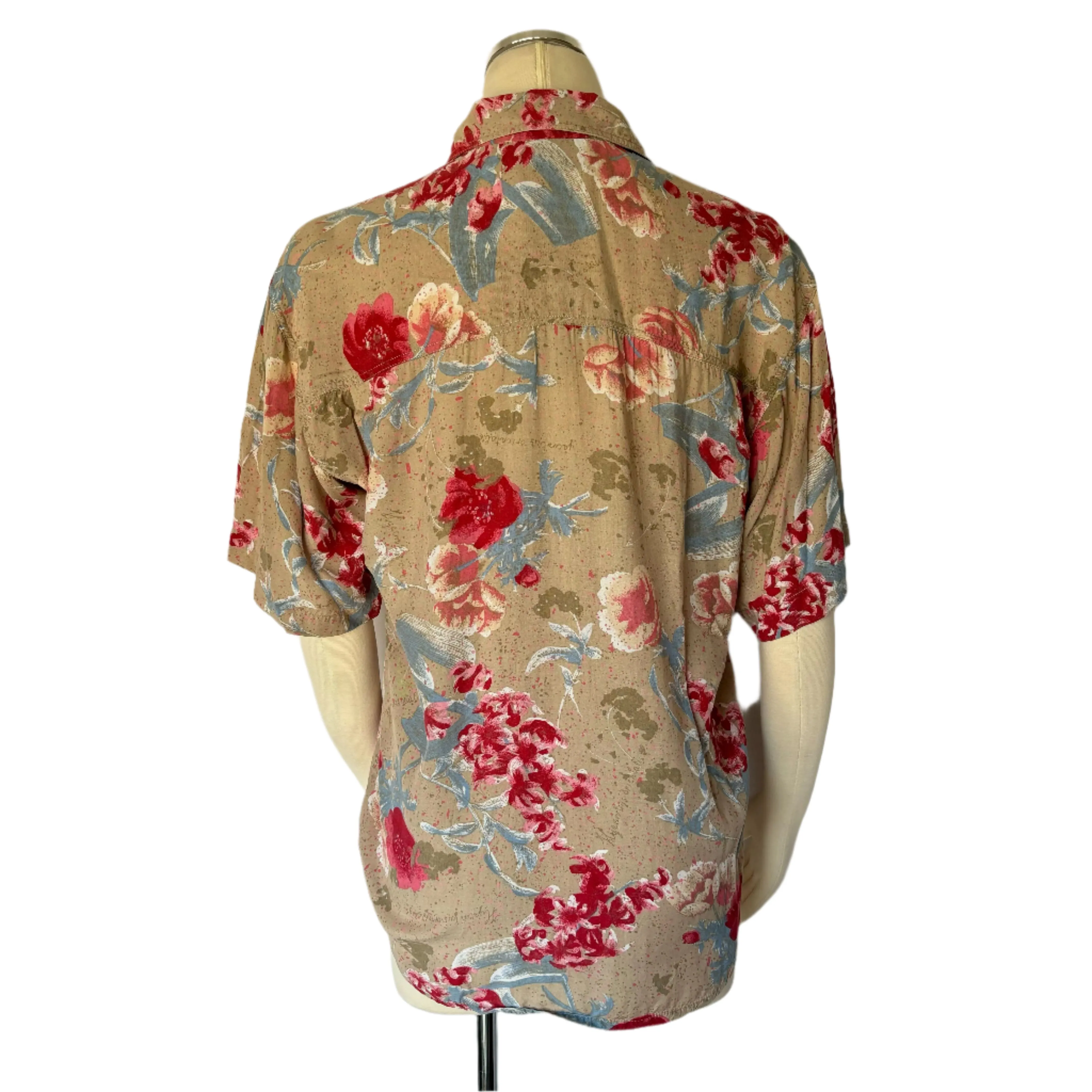 80's Rayon Floral Button Up