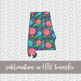 Alabama Floral - Sublimation or HTV Transfer