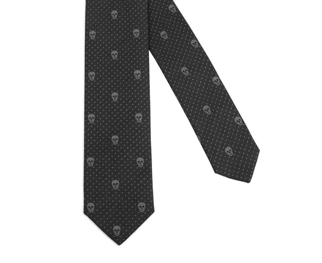 Alexander McQueen Men's Brown Skull Polka Dot Silk Tie (5 Cm)