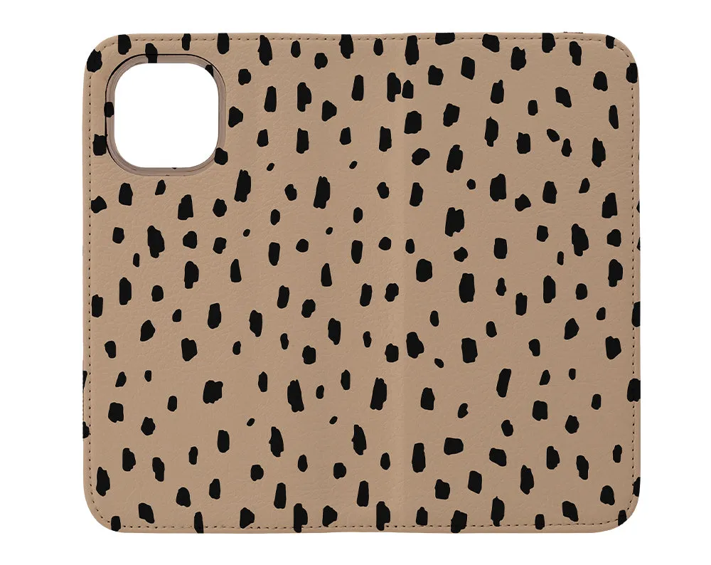 Animal Dots Print Wallet Phone Case (Beige)