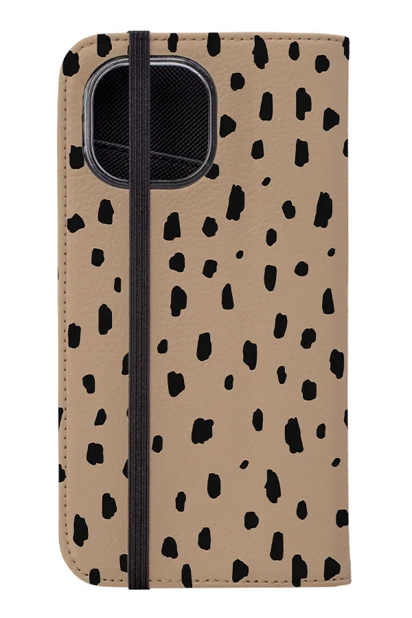 Animal Dots Print Wallet Phone Case (Beige)