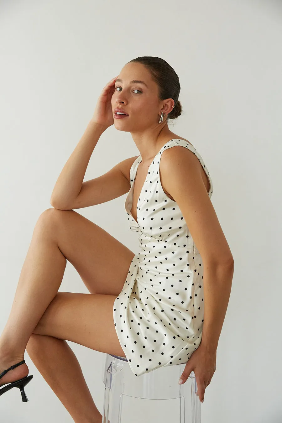 Annie Polka Dot Satin Mini Dress