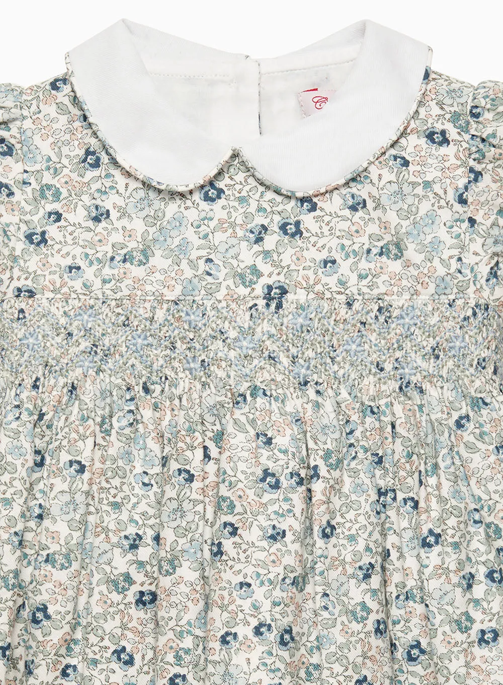 Baby Arabella Smocked Dress in Blue Floral