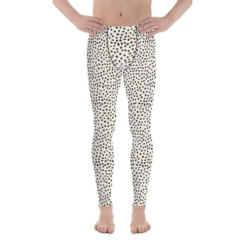 Beige Polka Dot Pattern Men's Leggings