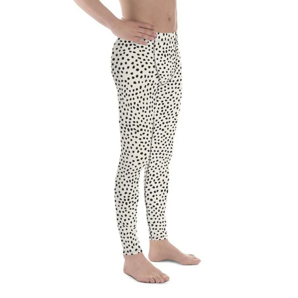 Beige Polka Dot Pattern Men's Leggings