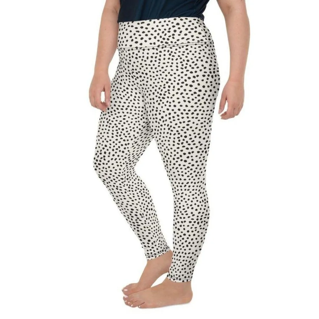 Beige Polka Dot Pattern Plus Size Leggings