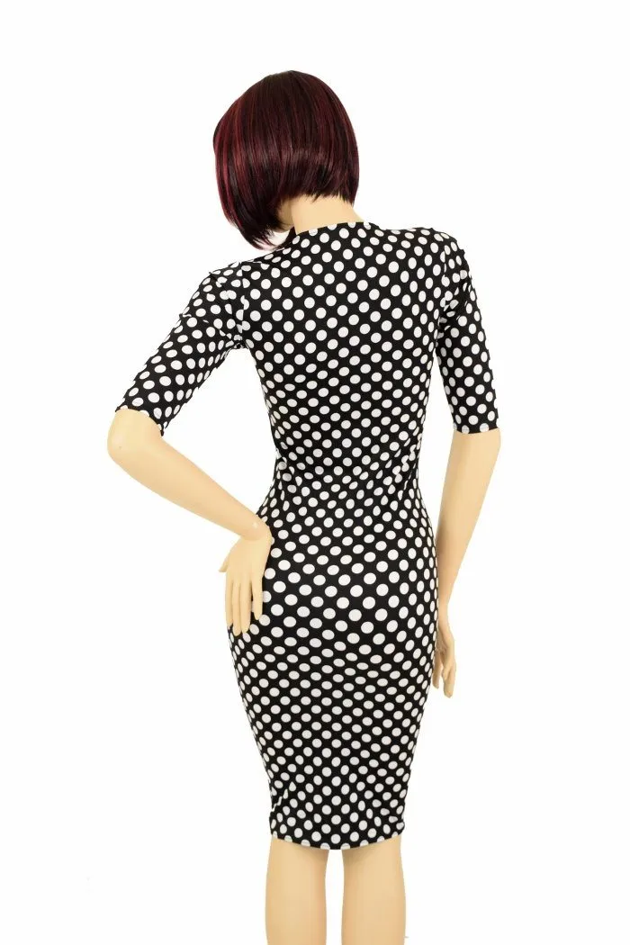 Black & White Polka Dot Wiggle Dress