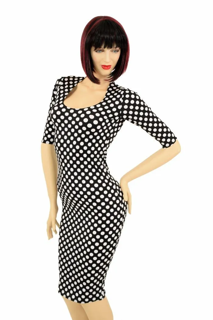 Black & White Polka Dot Wiggle Dress